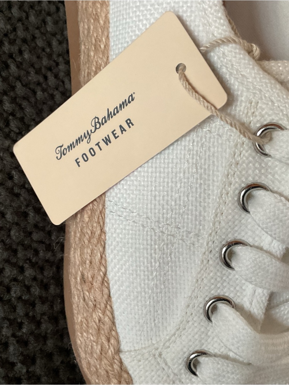 Tommy Bahama White Canvas Espadrille Lace-Up Sneakers with Jute Trim - Picture 4 of 7